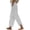 1081#Gray, variant on Women's Striped Linen Cropped Pants Elastic Waist Straight Leg Summer Beach Trousers with Pockets Wine 2XL
