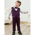 thumbnail image 3 of CARETOO Toddler Baby Boy Clothes Suit Formal Print Dress Shirt Bowtie Waistcoat Suspender Pants 4pcs, 3 of 22