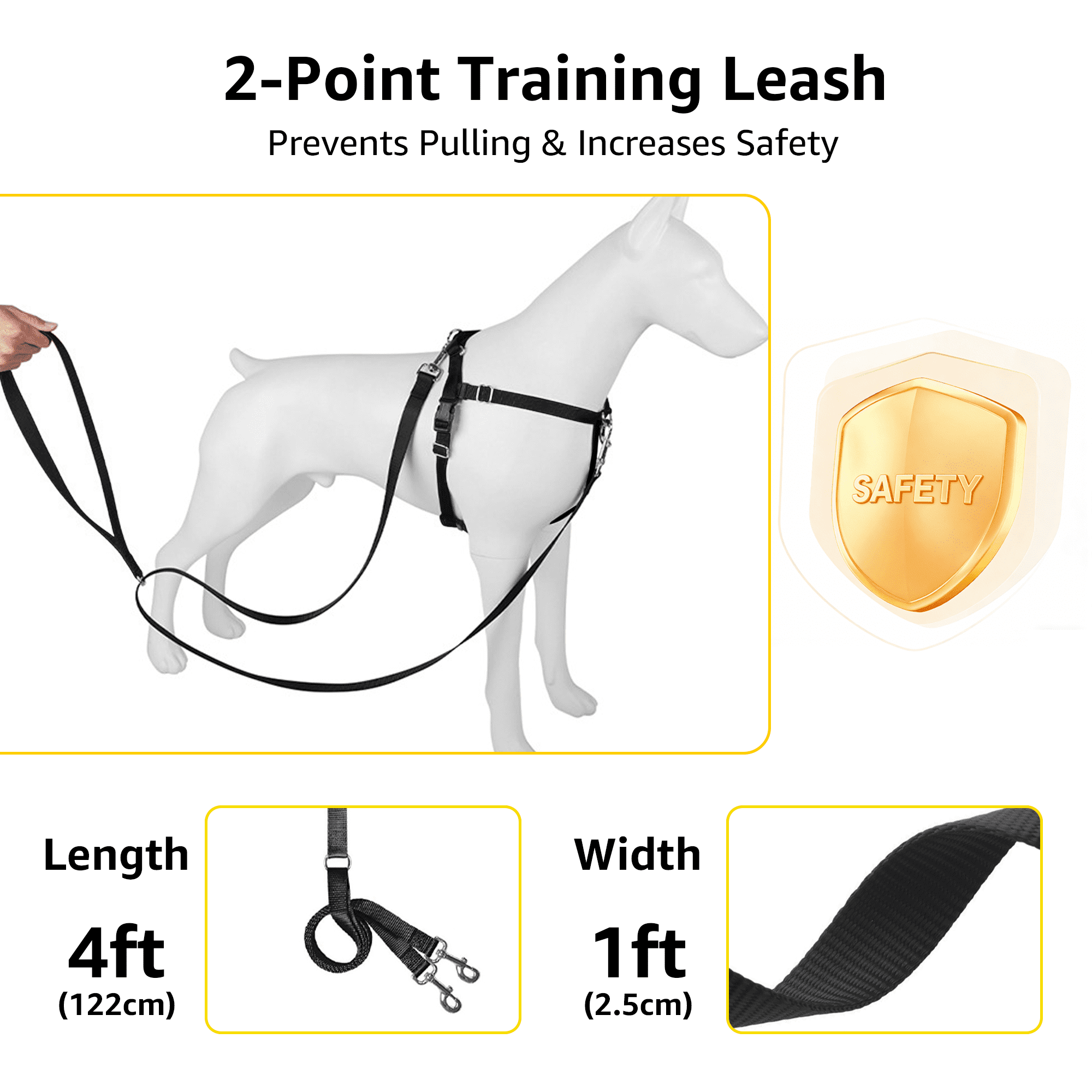 No-Pull Dog Harness and Leash Set, Front Clip Adjustable Vest with Handle for Control, Easy Walking Training(XL,Black)