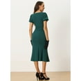thumbnail image 3 of DARING DIVA Sweetheart Neck Puff Mermaid Midi Dress XS Dark Green, 3 of 6