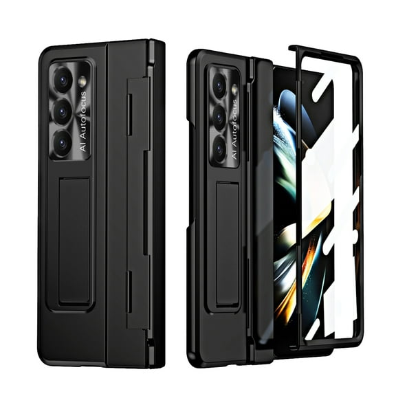 Decase for Samsung Galaxy Z Fold 5 Rugged Case, Plating PC Luxury All-Inclusive Hinge Protection Support Wireless Charging with Built-in Screen Protector Cover For Samsung Z Fold 5 2023 5G, Black