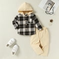 thumbnail image 6 of Younger Tree Toddler Baby Boys Kids Flannel Plaid Shirt Outfits Set Winter Christmas Hoodie Top Pants Clothes 2 PCS for 12-18 Months, 6 of 8