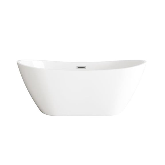 Elegant Kitchen & Bath BT10372GW-BNK 72 in. Soaking Bathtub, Glossy White with Brushed Nickel Trim