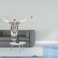 thumbnail image 2 of Escultura de pared de calavera,Estatua de resina con cabeza de vaca para decoración de pared y hogar,Adornos de diseño de patrón de decoración de pared de cabeza de vaca,Gancho de pared, 2 of 8