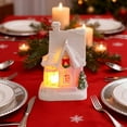 thumbnail image 3 of Christmas Village Accessories Mini Pink House Ornaments Resin Village House Xmas Gift Mini Winter Scene Centerpiece Collectible Crafted Cottage - B, 3 of 5