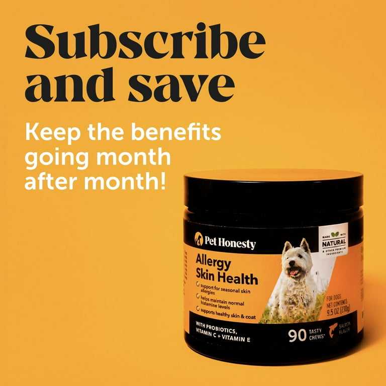 Pet Honesty's Natural Allergy Skin Health Chews for Dogs, Salmon