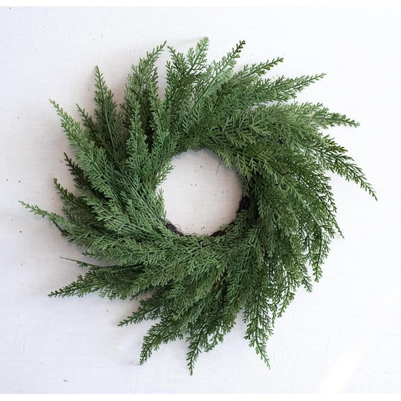 Bootesun 18" Faux Cedar Christmas Wreath - Real Touch Norfolk Pine, Evergreen, Cypress for Front Door or Window, Indoor Outdoor Christmas Decorations