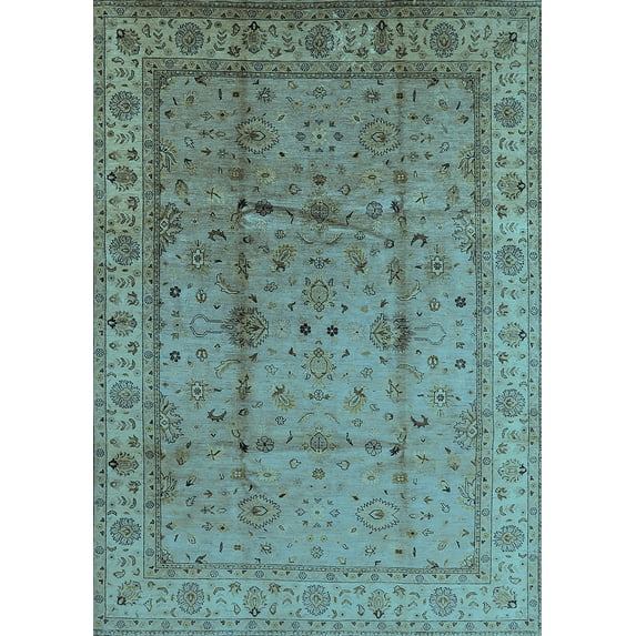 Ahgly Company Indoor Rectangle Oriental Light Blue Industrial Area Rugs, 8' x 12'