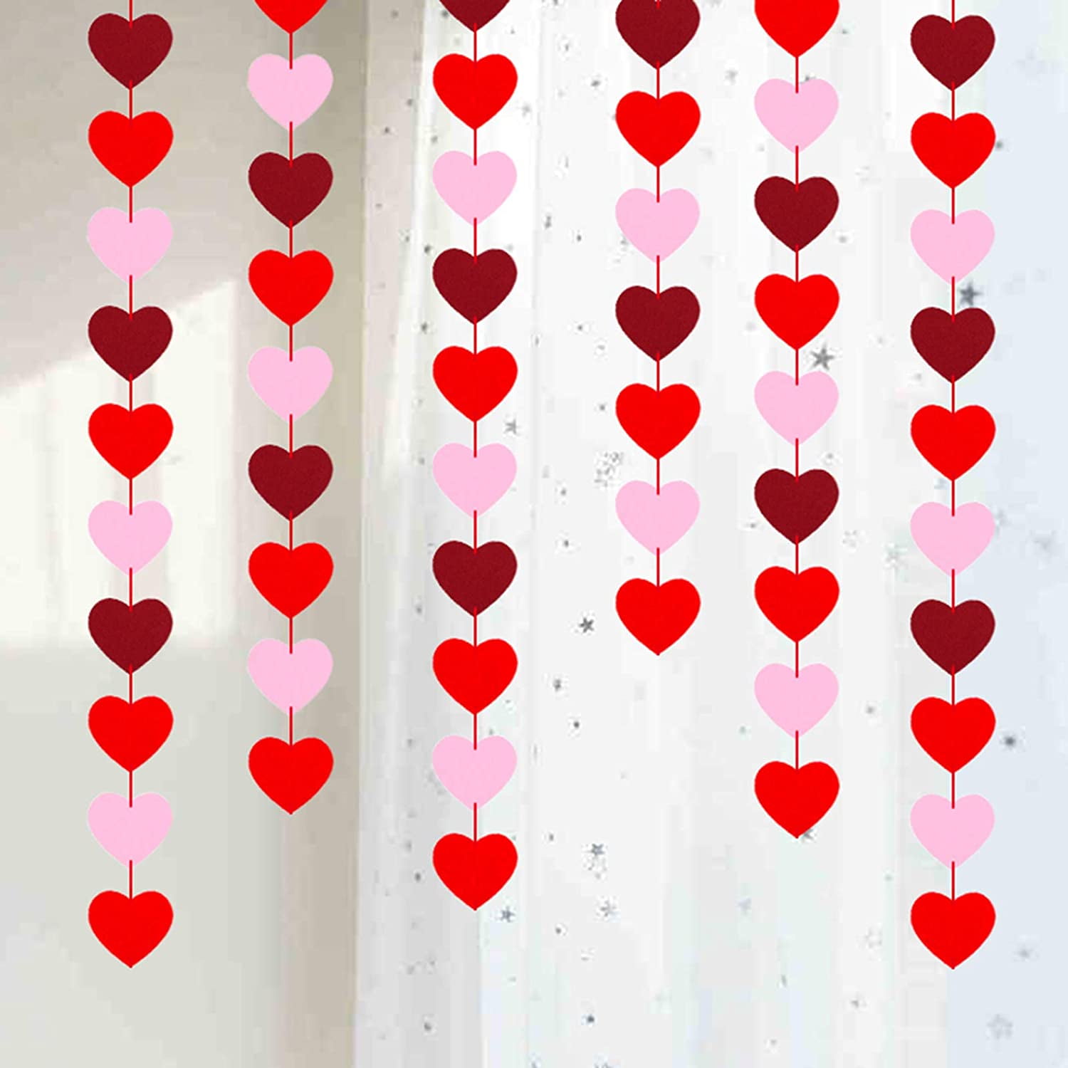 PACK OF 3 VALENTINE HANGING HEART LOVE ANNIVERSIRY DECORATION 16 CM 