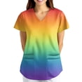 thumbnail image 2 of Hearthz S-5XL Tie-Dye Gradient Womens Scrub Tops Printed Plus Size Scrubs Shirt V Neck Short Sleeve Nurses Working Uniforms with Pocket, 2 of 5