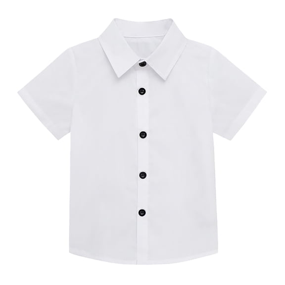 YunPes Girls Boys Short Sleeve Kids Casual Solid Button down Shirt Dress Shirt Wrinkle Free Oxford Shirts Formal School 𝐔niform