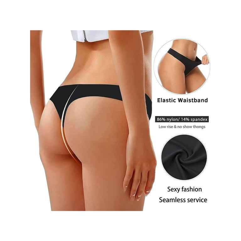  6 Pack Seamless Thongs for Women Sexy No Show Thong Underwear  Women Low Rise Breathable Panties for Ladies : Clothing, Shoes & Jewelry