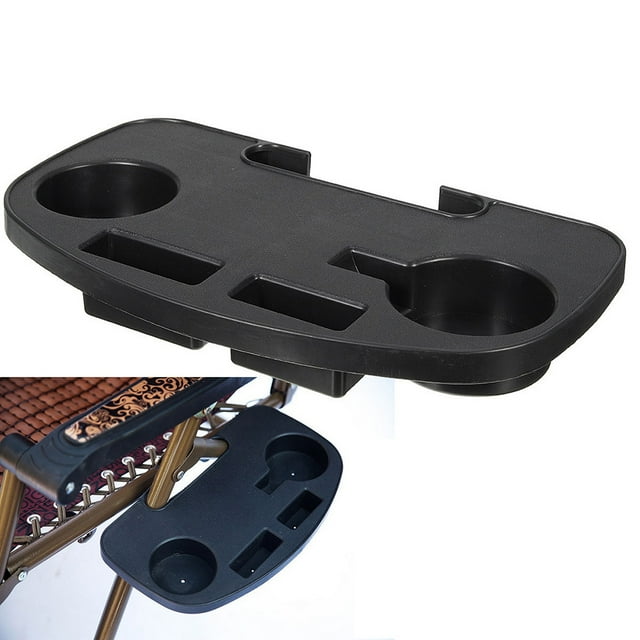 Fiudx Bandeja Auxiliar para Sillón, Mesa Portátil con Clip, Espacio para Taza, Teléfono y Gafas de Sol, Ideal para Playa, Camping y Exteriores, Ideal para Eventos Deportivos, Fácil Almacenamiento, Ta