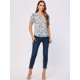 thumbnail image 3 of Blusa Informal Floral Allegra K Manga Corta Abullonada Cuello en V Azul Claro L, 3 of 5