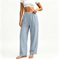 thumbnail image 4 of LIaqionyy Women Pants Elastic Waist Casual Wide Leg Lightweight Sweatpants Trousers Fashion Outfits with Pockets, 4 of 8