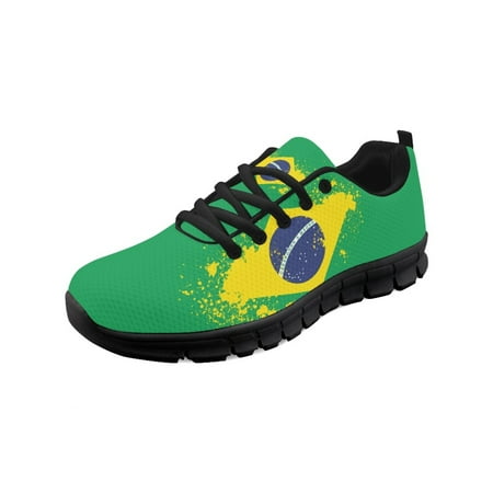 

Cute Brazil Soccer Team Print Mesh Sneakers Women Men Casual Shoes Spring Summer Flats Lace up Jogging Running Sport Shoes 2022