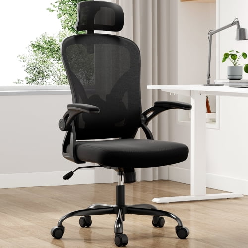 Silla de oficina ergonómica, silla de escritorio de oficina en casa con reposacabezas, silla de computadora de espalda alta con reposabrazos