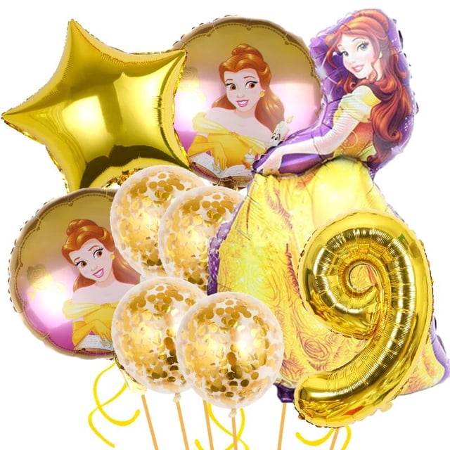 Decoración de fiesta de cumpleaños con temática de La Bella y La Bestia, juego de globos de aluminio, Disney, Bella, Princesa, globos, suministros para Baby Shower, accesorio
