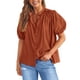 thumbnail image 1 of Camisa PRETTYGARDEN con Botones y Mangas Farol en Rojo Ladrillo M, 1 of 8