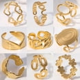 thumbnail image 2 of Anillos de acero inoxidable a la moda para mujer, anillo de dedo ajustable con corazón de flores, joyería de fiesta a la moda, anillo abierto estético geométrico Dengxun unisex, 2 of 2