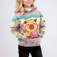 thumbnail image 2 of Toddler Girls Graphic Hoodie Long Sleeved Full Print Fashion Pullover Fall Winter Clothes Size 100 , Purple, 2 of 6