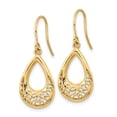 thumbnail image 2 of 14k Yellow Gold Teardrop Dangle Earrings for Women, Openwork Filigree Drop Design, Lightweight Abstract Lace Pattern, Modern Hook Style for Everyday or Formal Wear, 2 of 6