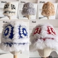 thumbnail image 2 of Fashion Panama Hat Handmade Foldable Tiger Cap Hollow Crochet Rabbit Fur Bucket Hat Imitation Rabbit Fur Plush Knitted Hat Winter Fisherman Hat BLUE, 2 of 8