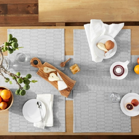 

Martha Stewat Honeycomb Fabric Placemat Set Charcoal Grey 4 Piece