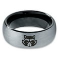 thumbnail image 2 of Tungsten North American Racoon Coon Band Ring 8mm Men Women Comfort Fit Black Dome Brushed Gray Polished, 2 of 4