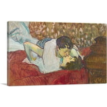 ARTCANVAS The Kiss 1892 Canvas Art Print by Henri De Toulouse-Lautrec - Size: 26" x 18" (0.75" Deep)
