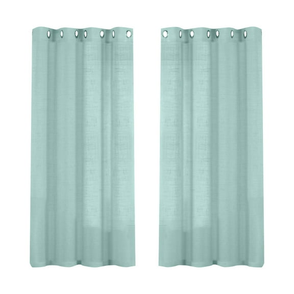 Linen Sheer Curtains 52X63 Inches, Semi Sheer Light Filtering Curtain Panels with Natural Linen Blend, Privacy Drapes for Living Room Bedroom with Grommets, 2 Curtains