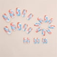 thumbnail image 3 of Fofosbeauty 24 pcs Press-on Acrylic False Nails, Nails Tips Designs 2023, Coffin Sunset Smudges Blue Orange, 3 of 8
