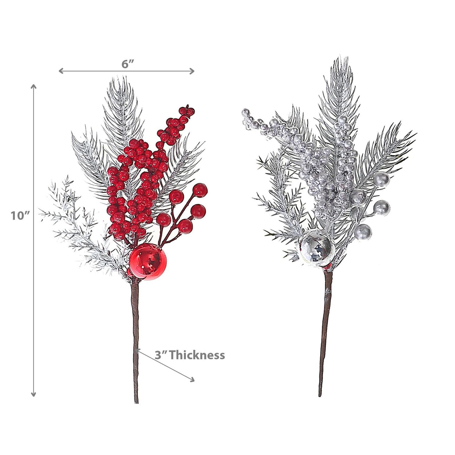 Christmas Shiny Cluster Of Berries Pick - Ensemble De 6