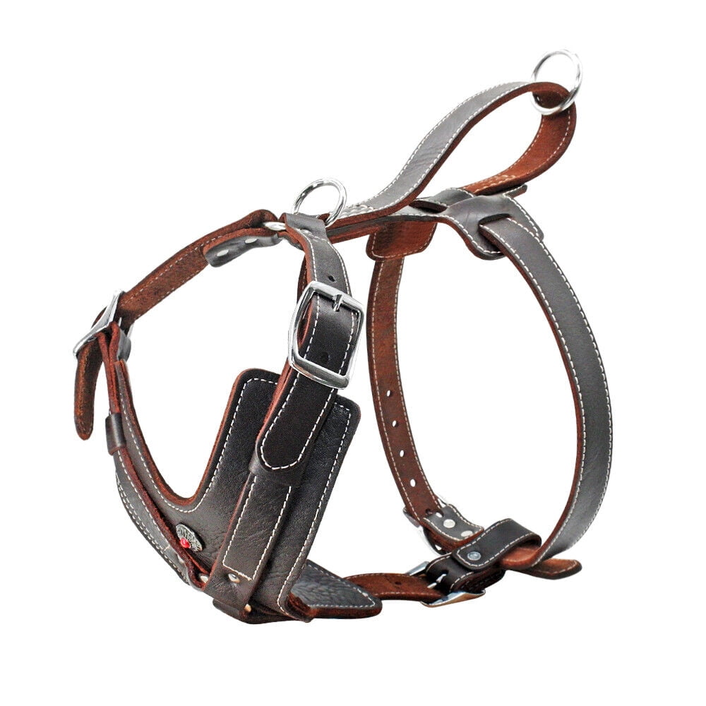 Didog Leather Large Dog Harness Heavy Duty Vest Thick Soft for Big Medium Breed Dogs Brown