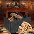 thumbnail image 3 of Felt Firewood Bag for Wood with Handles Grey Handy Storage Basket Rack, 3 of 5