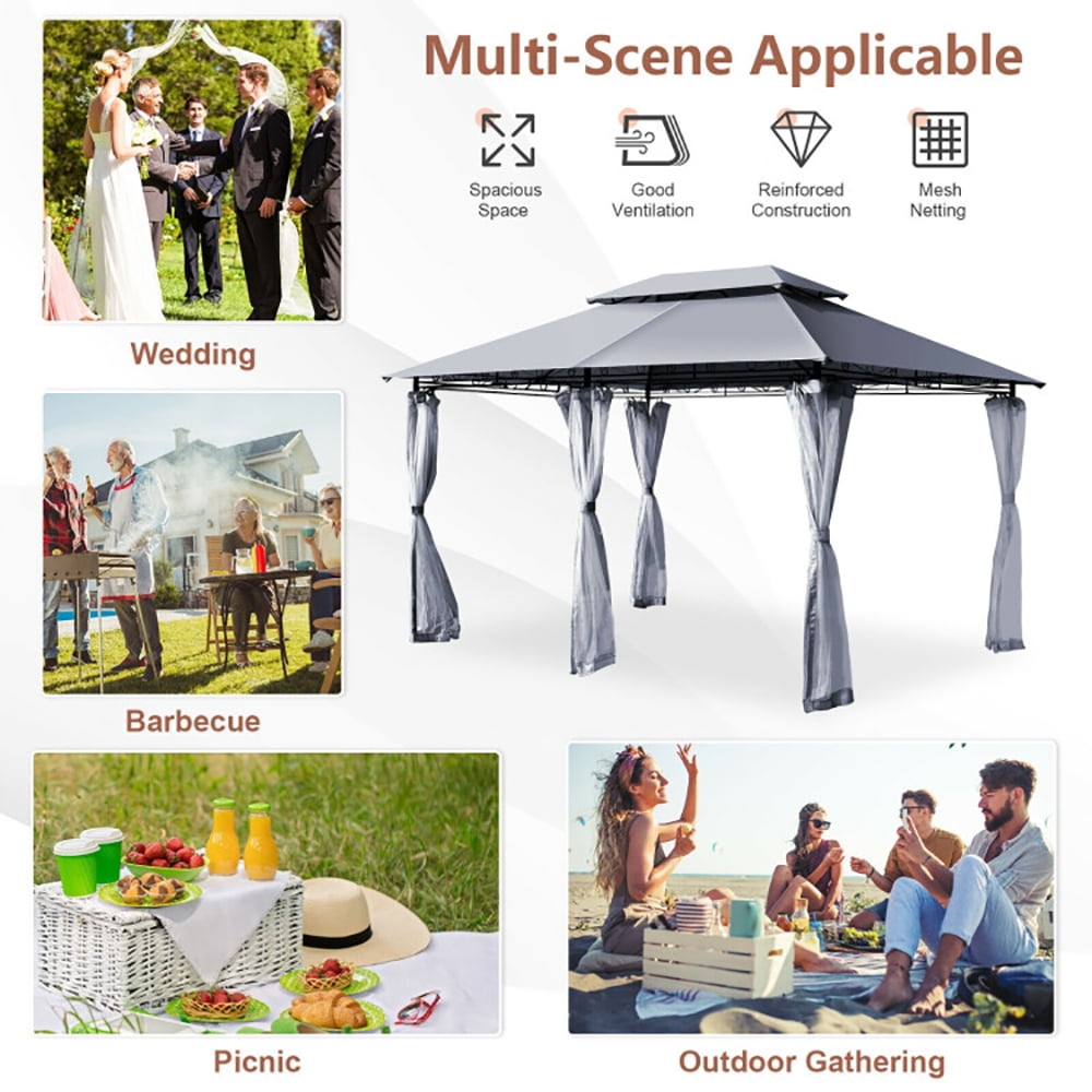 Aimee Lii 10 x 13 Feet Tent Canopy Shelter with Removable Netting Sidewall, Backyard Canopy Gazebo for Party Wedding BBQ Events, Gray