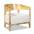 thumbnail image 2 of Jennifer Taylor Home Madrid 26.5" Burl Wood Barrel Accent Arm Chair, Seashell White Chenille, 2 of 8