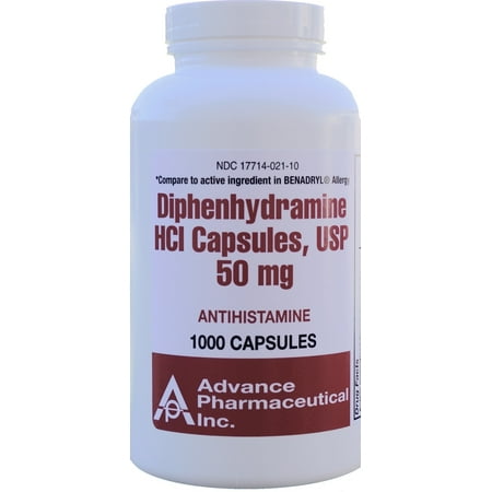 Diphenhydramine 50 mg Generic Benadryl Allergy Medicine and Antihistamine 1000 Capsules