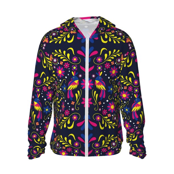 Balery Colorful Mexican Sudadera ligera de manga larga con capucha y protección solar UPF 50+ para hombre y mujer, ideal para pesca y running-X-Large