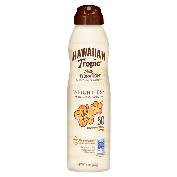 Hawaiian Tropic Silk Hydration Weightless Sunscreen Spray SPF 50, 6 oz