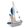 thumbnail image 4 of Miniature Sailing Boat Mediterranean Sculpture Crafts Mini Sailboat Model Decoration Wood for Bookshelf Cafe Dining Room Desk, 4 of 8
