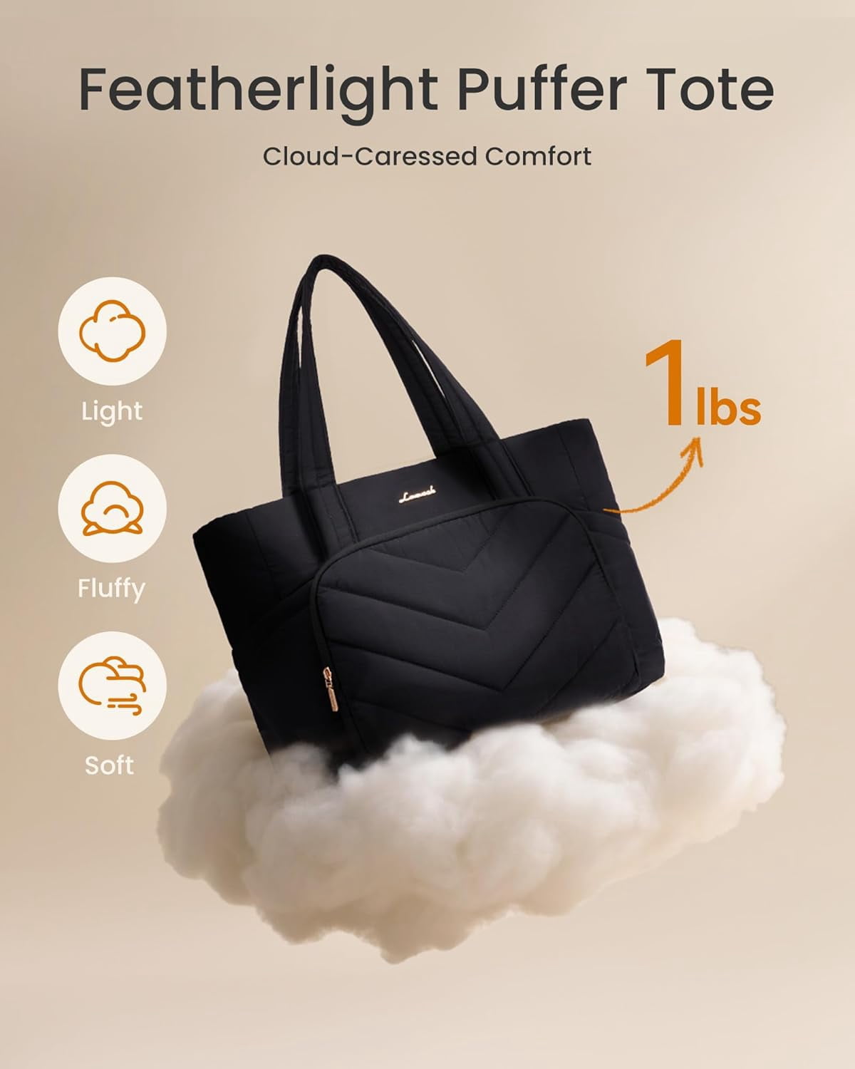 LOVEVOOK Tote Bag for Women, V-Quilted Puffer Tote Bag with Zipper, Large Puffy Shoulder Purse for Work Travel Nurse Teacher