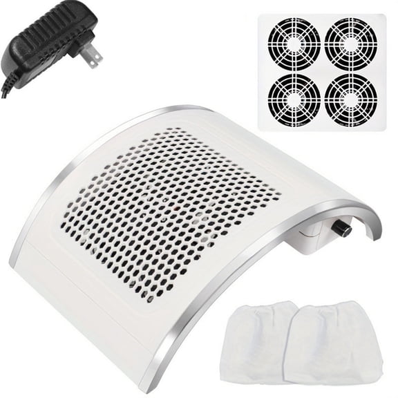 ONLYEOR Nail Dust Collector for Acrylic Nails Vacuum Machine, 80W Adjustable Electric Nails Filter for Manicure, Powerful Vacuum Cleaner with 4 Fans & 2 Dust Collection Bags for Acrylic Nail Salon(A)
