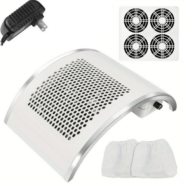 Aspirador de uñas con 4 ventiladores, potente succión, velocidad ajustable, recogedor de suciedad portátil.