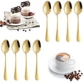 thumbnail image 1 of Juego de 8 cucharas de café expreso doradas Demitasse, mini cucharas de café doradas SourceTon para postre, azúcar de café, té, aperitivo (4,9 pulgadas), 1 of 5