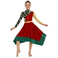 thumbnail image 4 of Aislor Girls Camouflage Print Color Block Liturgical Praise Dance Dress Long Sleeve Worship Lyrical Dancewear Burgundy 16, 4 of 7