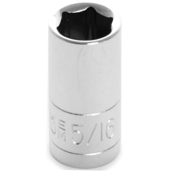Performance Tool W36010 Chrome Socket, 1/4" Drive, 5/16", 6 Point, Shallow