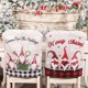 thumbnail image 1 of Juego de 2 fundas para sillas navideñas, fundas para sillas de comedor con patrón de gnomo sueco, fundas para asientos de sillas con cuadros escoceses para decoración de fiestas navideñas, 1 of 4