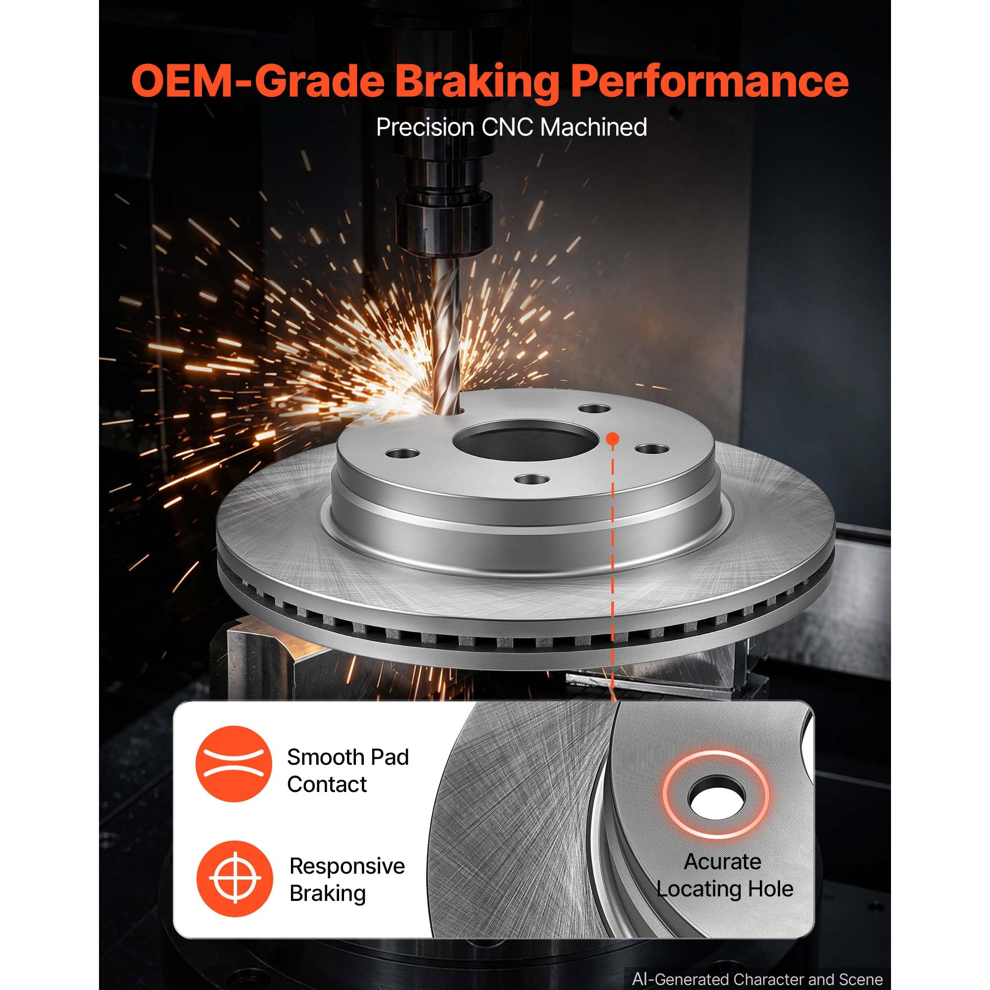 KFFKFF Front and Rear Brake Kit with Ceramic Brake Pads and Ventilated Rotors, Compatible with 2007-2009 Dodge Durango, Chrysler Aspen, 2011-2018 Ram 1500 (5-Lug), and 2019-2023 Ram 1500 Classic