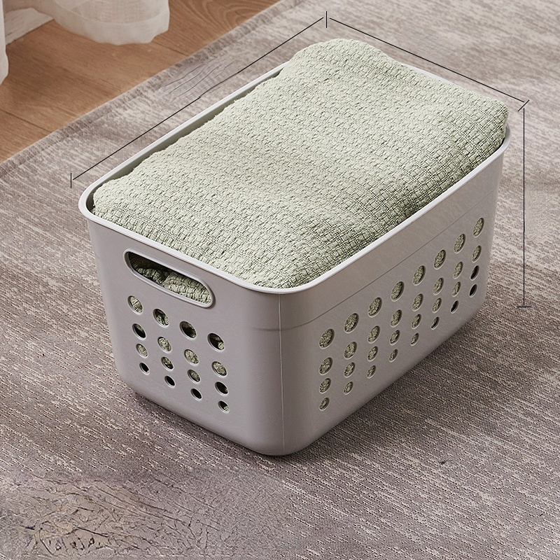 Square plastic laundry basket organizer for closets, dorms, laundry